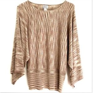 Chico's Sweater Brown Metallic Weave Dolman Sleeve